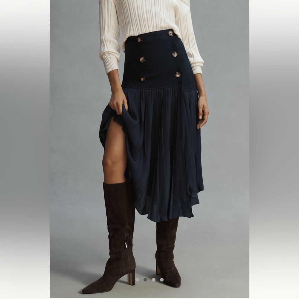 NWT Anthropologie Trench Pleated Midi Skirt (6)